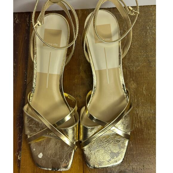 Dolce Vita Women's Blakly Block Heel Sandal Metallic Gold Size 10 Glam - Picture 3 of 8